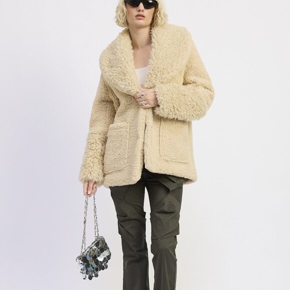 FUR TRIMMED FLEECE JACKET WITH POCKETS - Picture 7 of 9